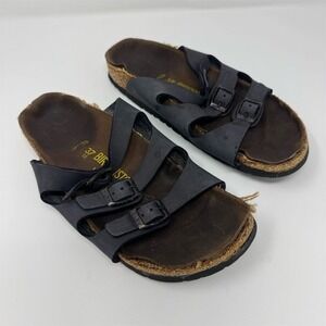 Birkenstock Women's Black Leather Strappy Sandals‎ Size 6 Casual Summer